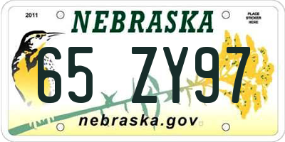 NE license plate 65ZY97