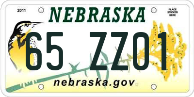 NE license plate 65ZZ01