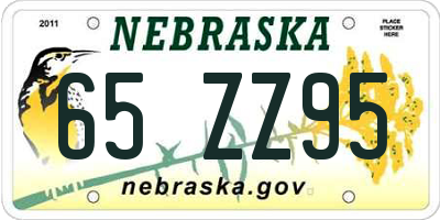 NE license plate 65ZZ95