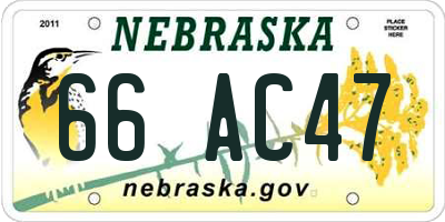 NE license plate 66AC47