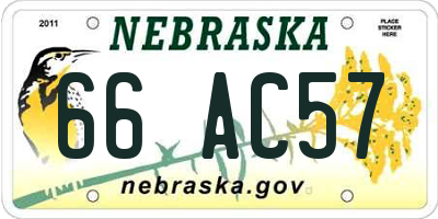 NE license plate 66AC57