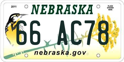 NE license plate 66AC78