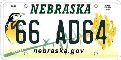NE license plate 66AD64