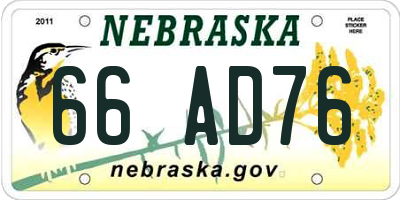 NE license plate 66AD76