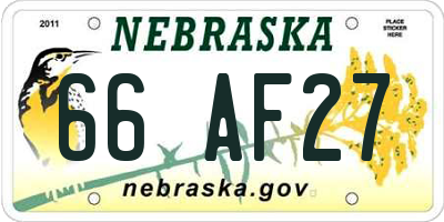 NE license plate 66AF27
