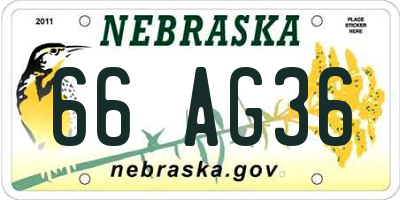 NE license plate 66AG36