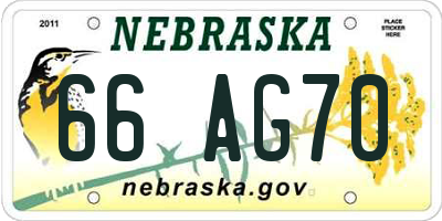 NE license plate 66AG70