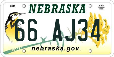 NE license plate 66AJ34