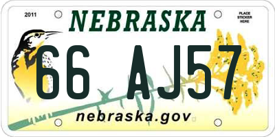 NE license plate 66AJ57