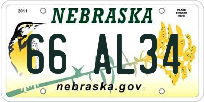 NE license plate 66AL34