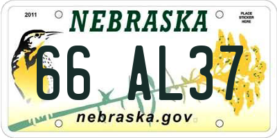NE license plate 66AL37