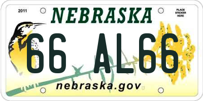 NE license plate 66AL66