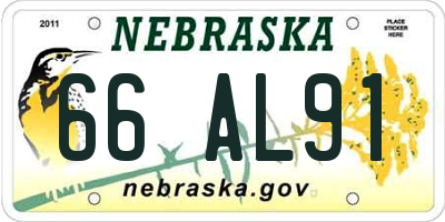 NE license plate 66AL91