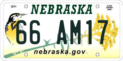 NE license plate 66AM17