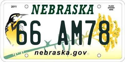 NE license plate 66AM78