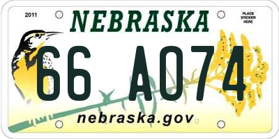NE license plate 66AO74