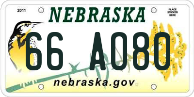 NE license plate 66AO80