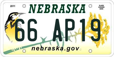 NE license plate 66AP19
