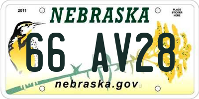 NE license plate 66AV28