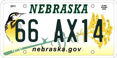 NE license plate 66AX14