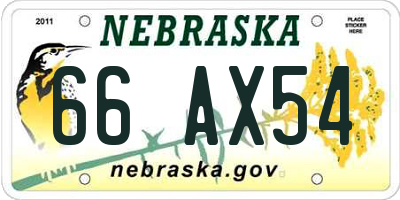 NE license plate 66AX54