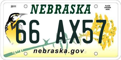 NE license plate 66AX57