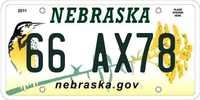 NE license plate 66AX78