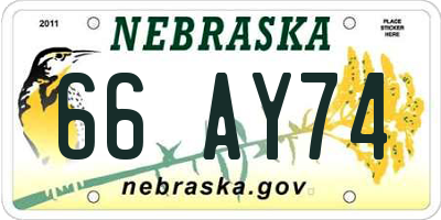 NE license plate 66AY74