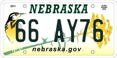NE license plate 66AY76