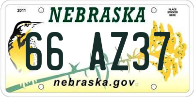 NE license plate 66AZ37