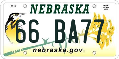 NE license plate 66BA77