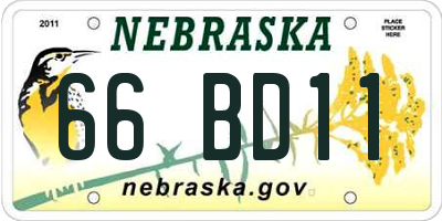 NE license plate 66BD11