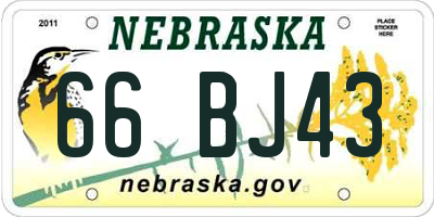 NE license plate 66BJ43