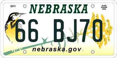 NE license plate 66BJ70