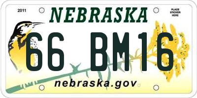 NE license plate 66BM16