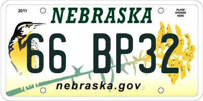 NE license plate 66BP32
