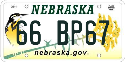 NE license plate 66BP67