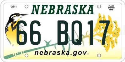 NE license plate 66BQ17