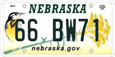NE license plate 66BW71