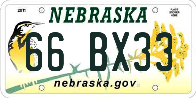 NE license plate 66BX33