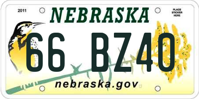 NE license plate 66BZ40