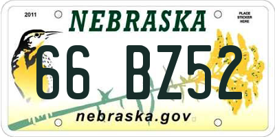 NE license plate 66BZ52