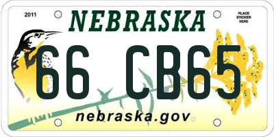 NE license plate 66CB65
