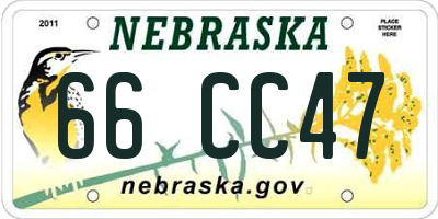 NE license plate 66CC47