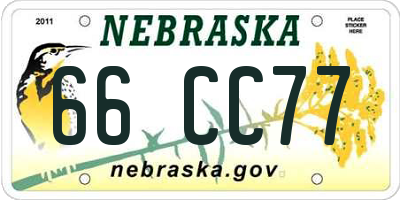 NE license plate 66CC77