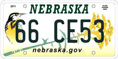 NE license plate 66CE53