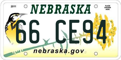 NE license plate 66CE94