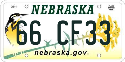 NE license plate 66CF33