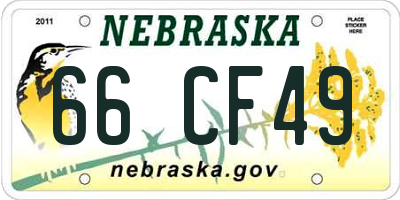 NE license plate 66CF49