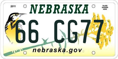 NE license plate 66CG77